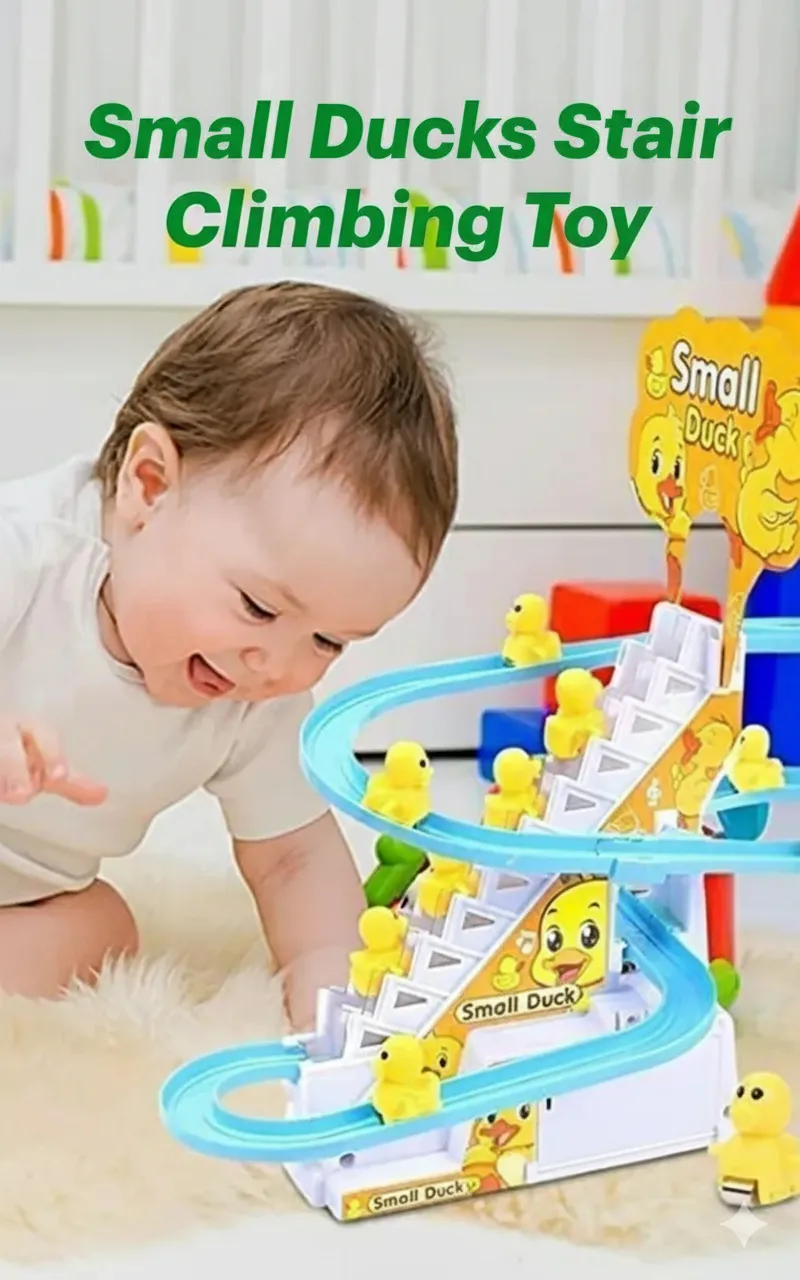 Duck Track Toy for Kids | Climbing Duck Stair Track with Music & Lights | Battery Operated Educational Toy for Boys & Girls