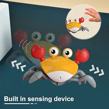 Lallafy Induction Crab Toy (Bulk) | Smart Obstacle Avoiding Crawling Crab with LED Lights & Music | Interactive Learning Toy for Kids