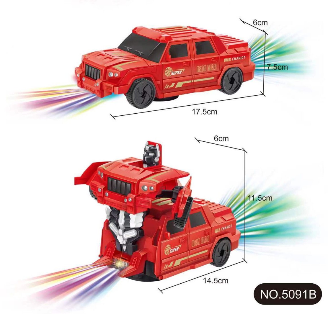 Lallafy Deformation Police Car (Bulk) | Transforming Police Robot Car Toy with Light & Sound | Action Adventure Toy for Boys & Girls
