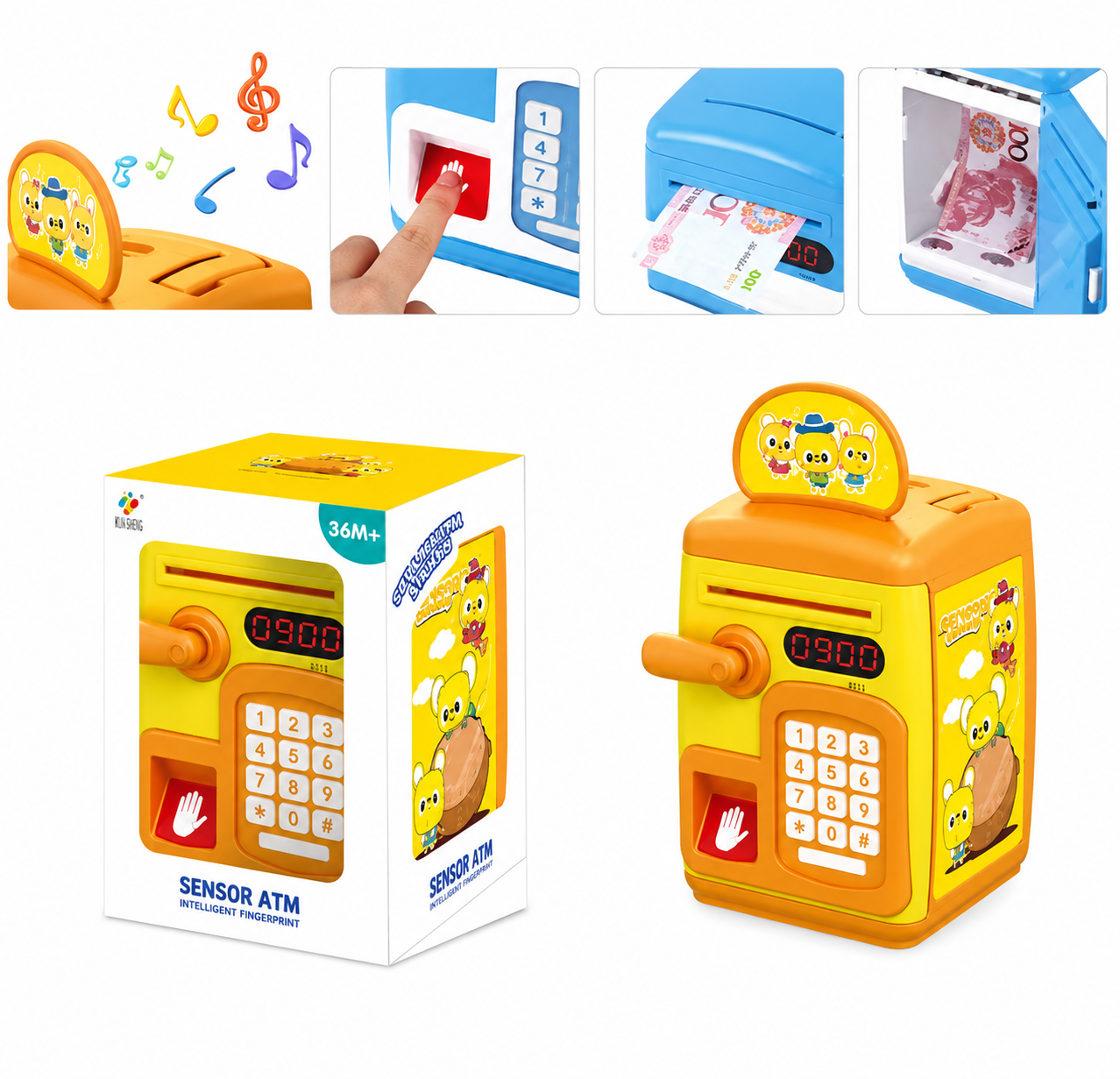 Sensor ATM Toy for Kids | Password Protected Money Saving Bank with Music & Light | Educational Cash Saving Toy for Children