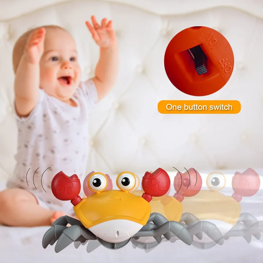 Lallafy Induction Crab Toy (Bulk) | Smart Obstacle Avoiding Crawling Crab with LED Lights & Music | Interactive Learning Toy for Kids
