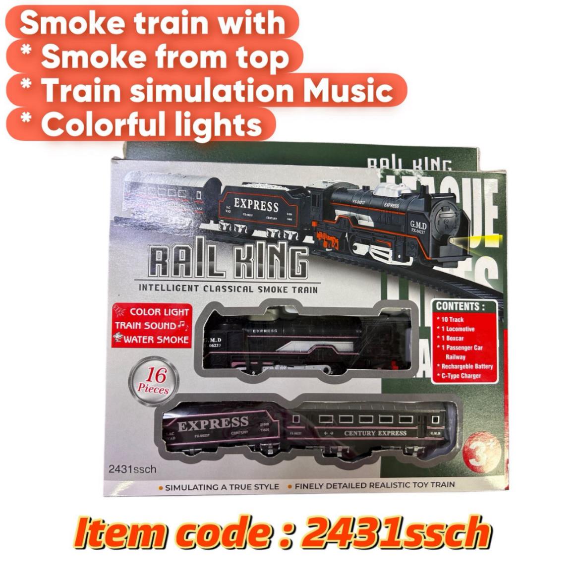 Lallafy Small Rail King Train Set (Bulk) | Battery Operated Railway Track Toy with Light & Sound | Educational Train Toy for Kids