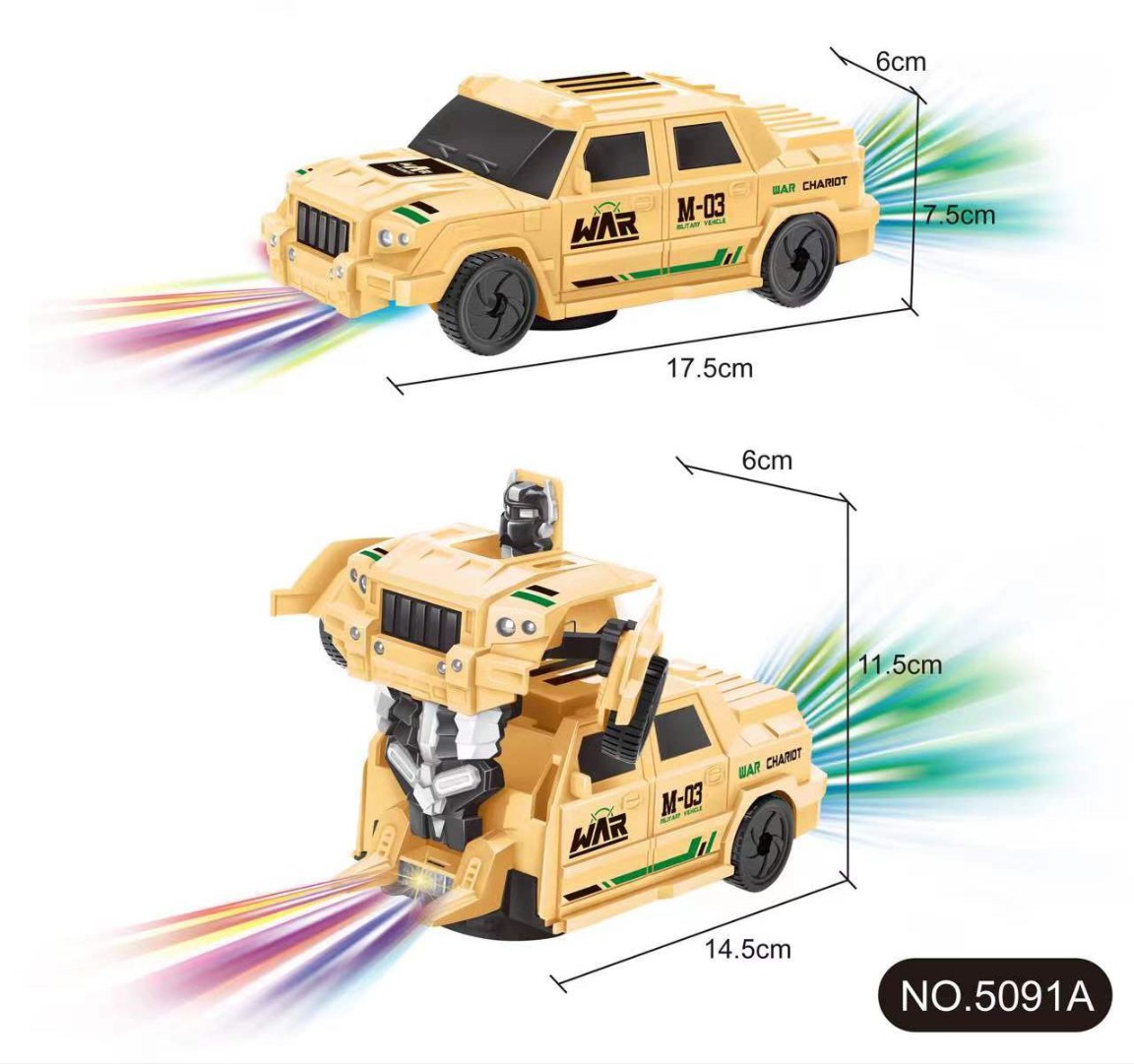 Lallafy Deformation Police Car (Bulk) | Transforming Police Robot Car Toy with Light & Sound | Action Adventure Toy for Boys & Girls