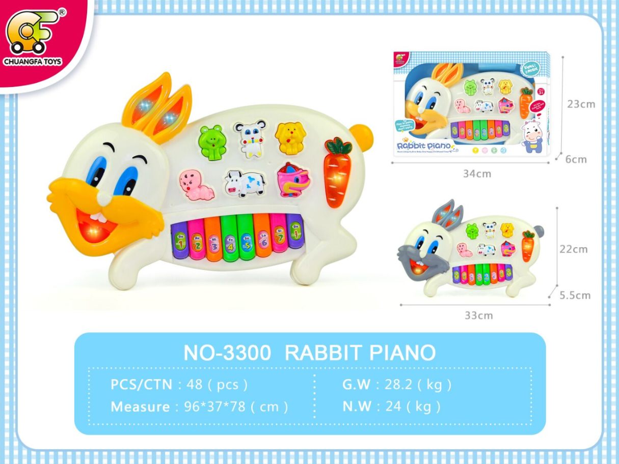 Lallafy Rabbit Piano (Bulk) | Musical Learning Piano Toy with Light & Sound | Educational Interactive Toy for Kids