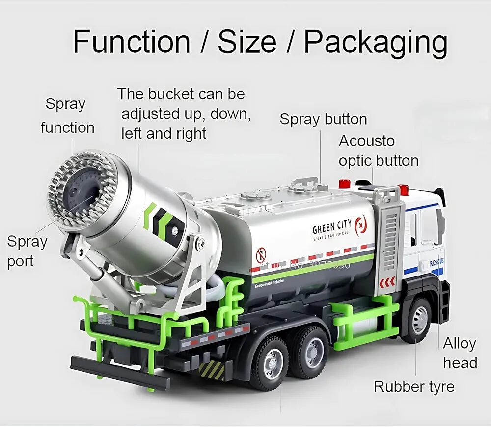 Premium Spray Green City Toy Car for Kids | Smoke Spray Vehicle with Flashing Lights, Music & Adventure Action Play