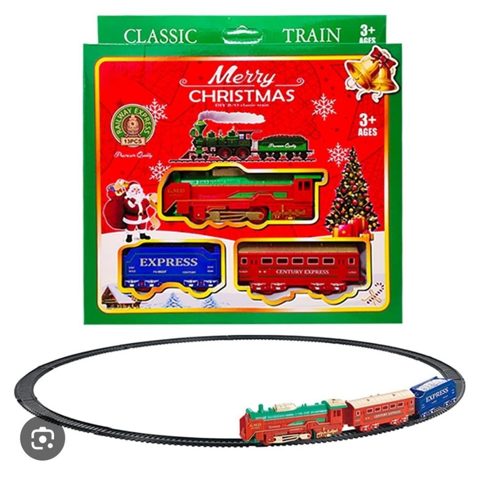 Lallafy Small Merry Christmas Train Set (Bulk) | Musical Light & Sound Christmas Train Toy | Battery Operated Holiday Toy for Kids