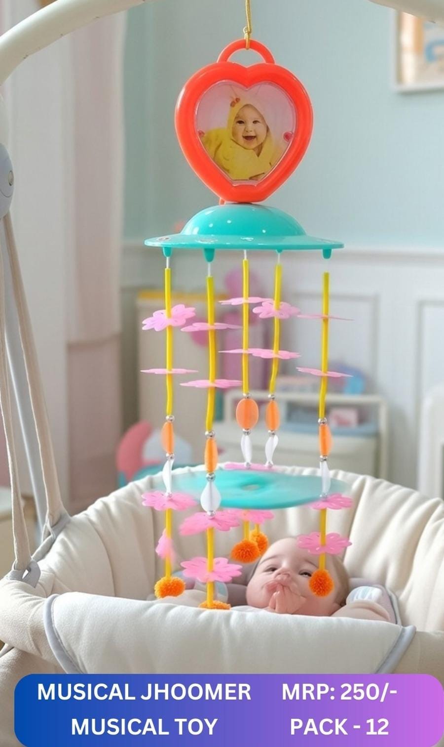 Lallafy Merry Go Round Jhoomers (Bulk) | Rotating Musical Carousel Toy with LED Lights | Interactive Entertainment Toy for Kids