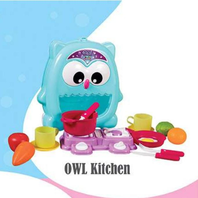 Lallafy Kitchen Owl Set (Bulk) | Pretend Play Kitchen Cooking Set for Kids | Educational Roleplay Toy with Owl-Themed Carry Case