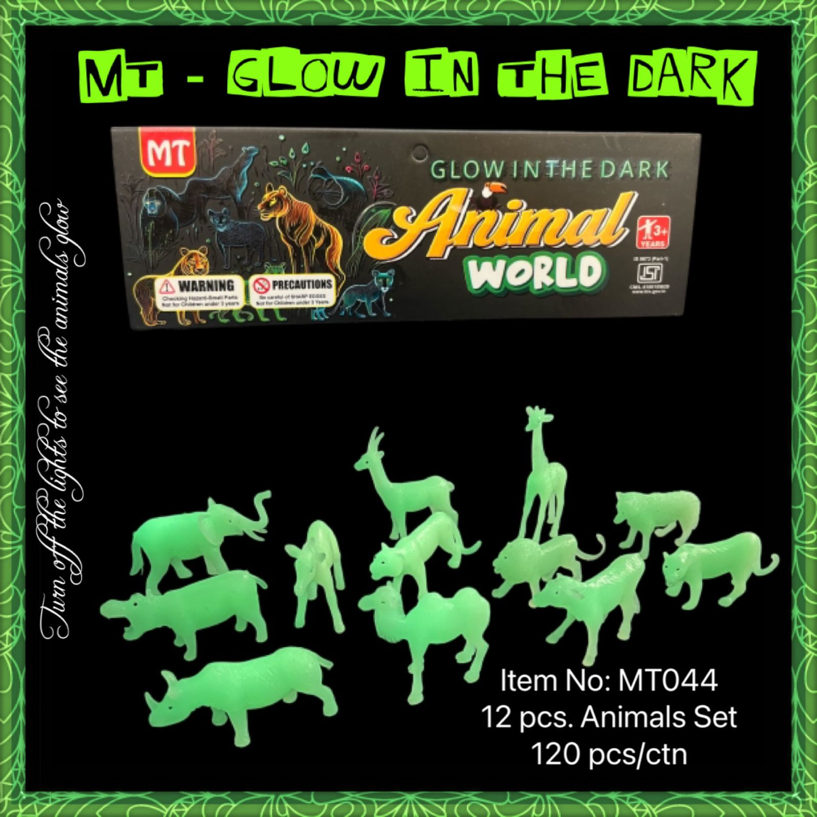 Lallafy Glowing Wild Animals Set (Bulk) | Glow in the Dark Animal Figures | Educational Wildlife Toy Collection for Kids