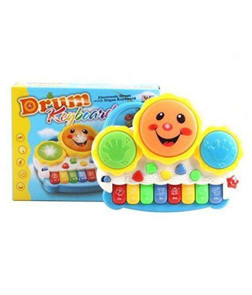 Lallafy Drum Keyboard Piano (Bulk) | Musical Piano & Drum Learning Toy with Light & Sound | Educational Music Toy for Kids