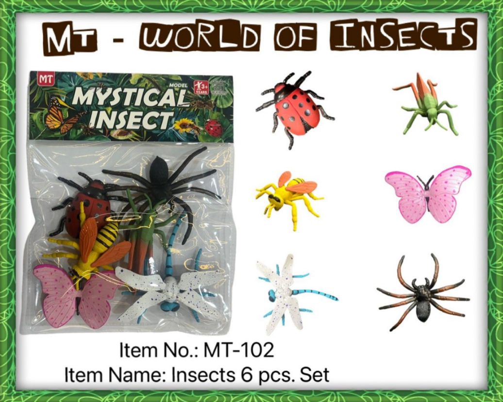 Lallafy 6 Pcs Mystical Insects Set | Educational Insect Figure Collection | Nature Learning Toy for Kids