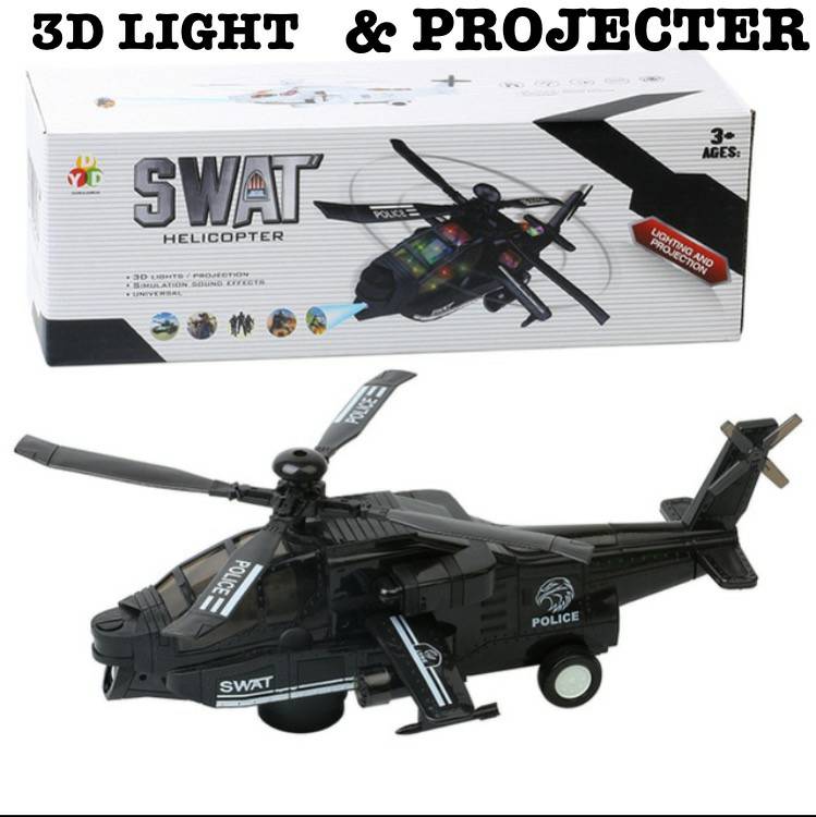 Lallafy SWAT Helicopter Toy (Bulk) | Police Rescue Helicopter with Light & Sound | Battery Operated Action Toy for Kids