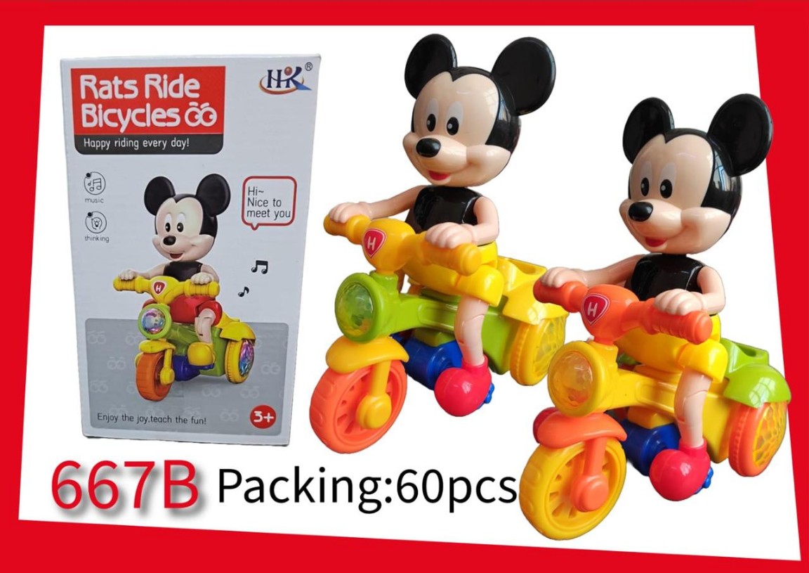 Lallafy Rats Ride Bicycle Toy (Bulk) | Musical Cycling Rat with LED Lights | Interactive Battery Operated Toy for Kids