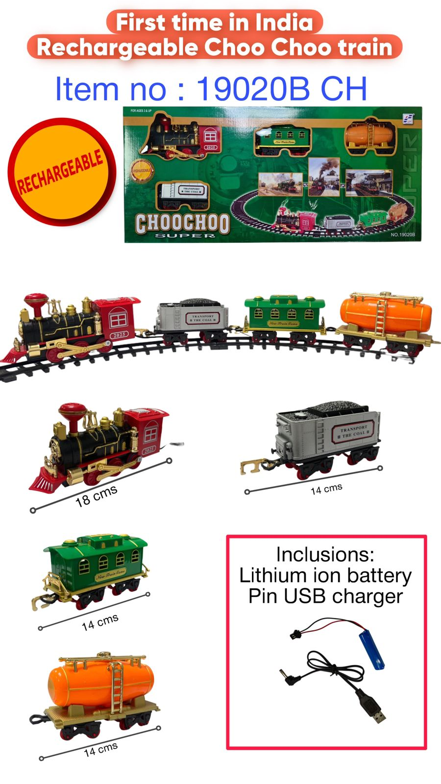 Lallafy Choo Choo Train Toy for Kids | Musical Light & Sound Train Set | Battery Operated Educational Train Toy for Boys & Girls