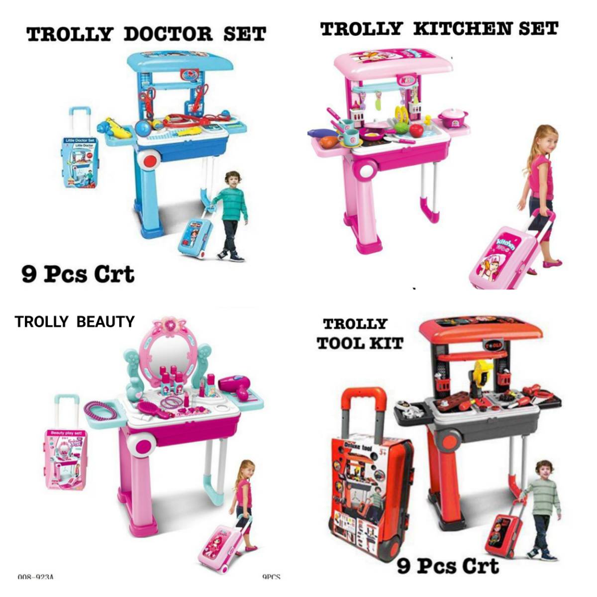 Lallafy Trolley Tool Kit (Bulk) | Pretend Play Construction Tool Set with Portable Trolley | Educational Engineer Roleplay Toy for Kids
