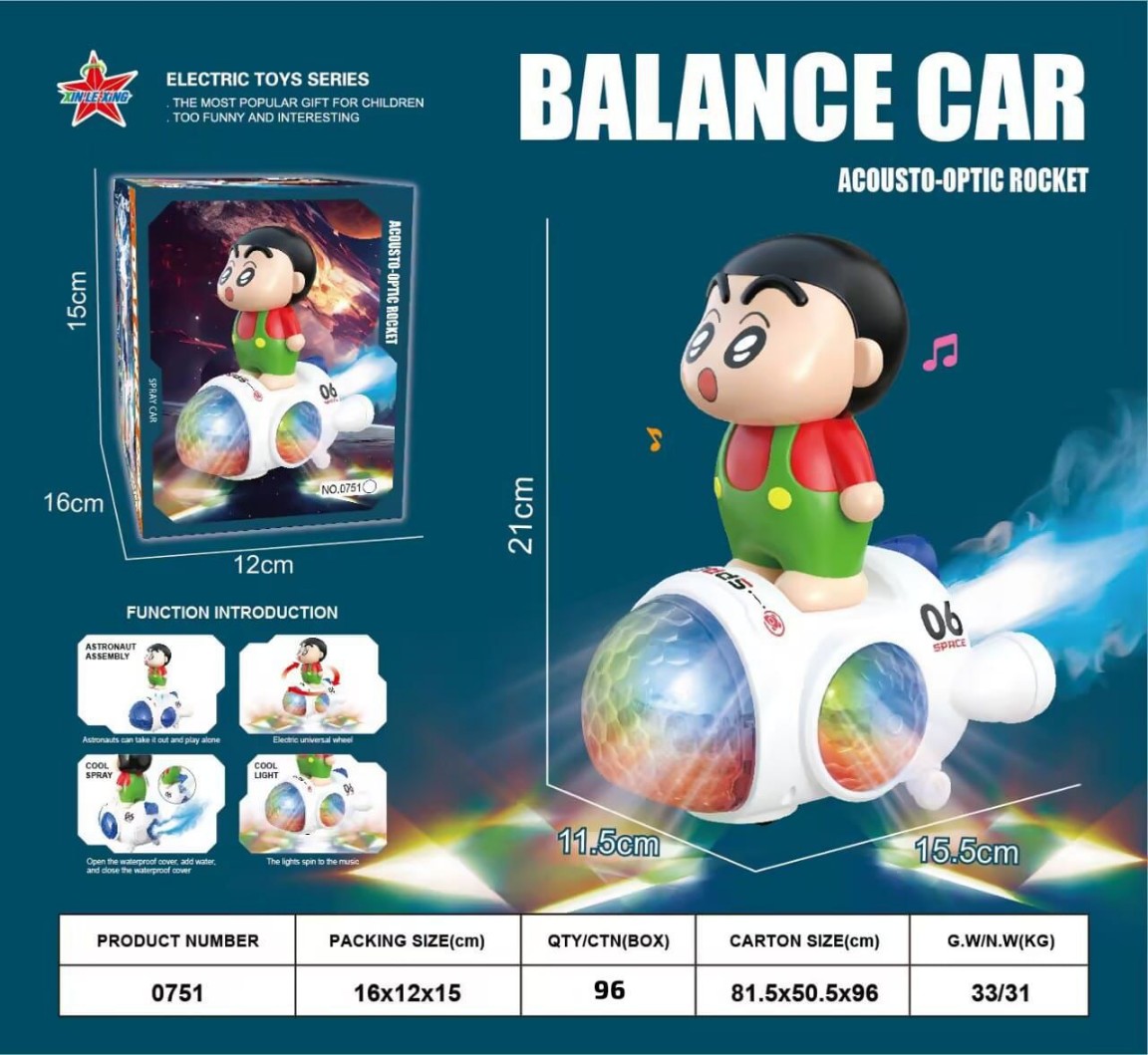 Lallafy Shin Chan Balance Car (Bulk) | Cartoon Character Balance Vehicle Toy | Interactive Fun Riding Toy for Kids