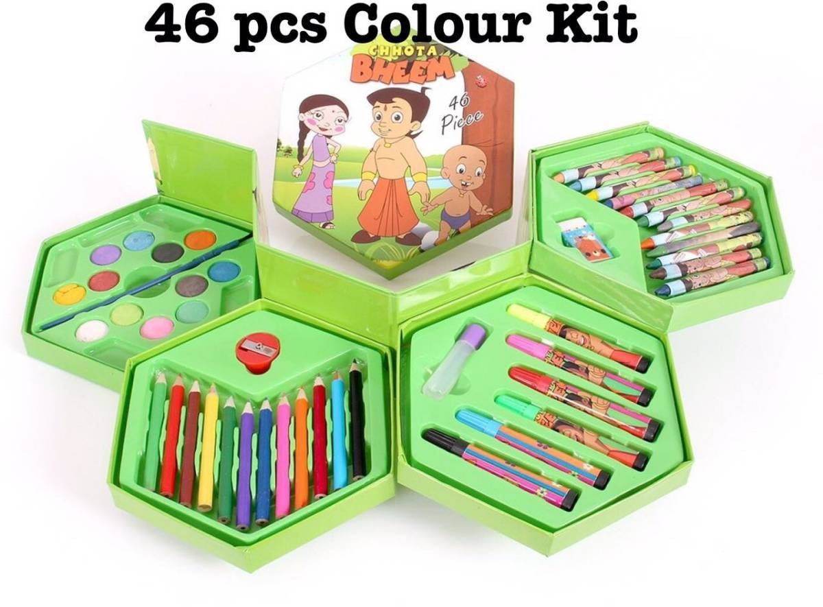 Lallafy Colour Kit 46 Pcs (Bulk) | Complete Art & Craft Coloring Set for Kids | Educational Drawing & Painting Kit for Boys & Girls