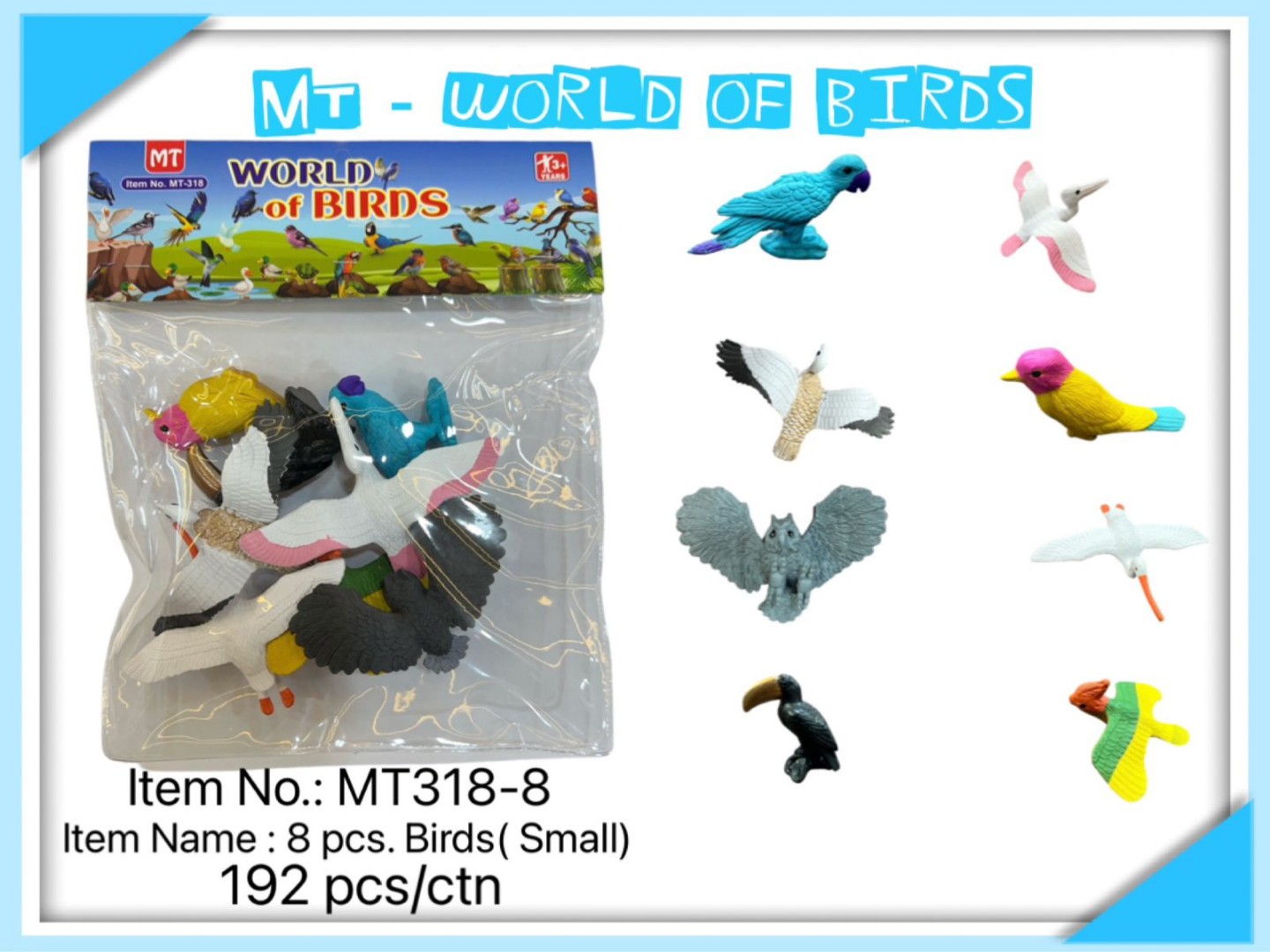 Lallafy 8 Pcs World of Birds Set | Educational Bird Figures Collection | Wildlife Learning Toy for Kids