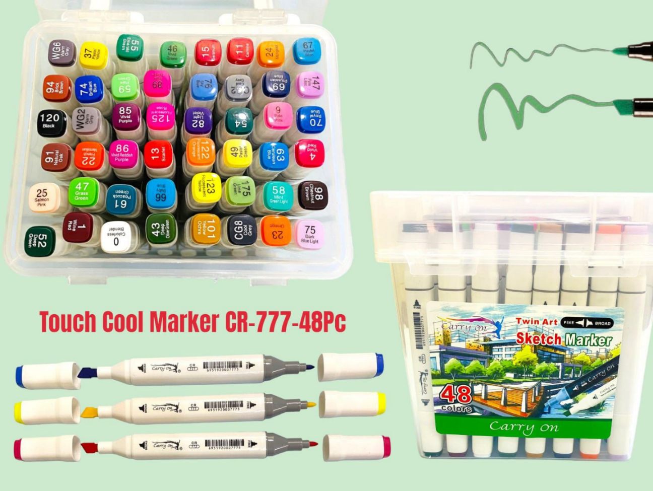 Lallafy 48 Pcs Mark Pen Set (Bulk) | Premium Color Marker & Sketch Pen Collection | Drawing, Coloring & Art Activity Kit for Kids