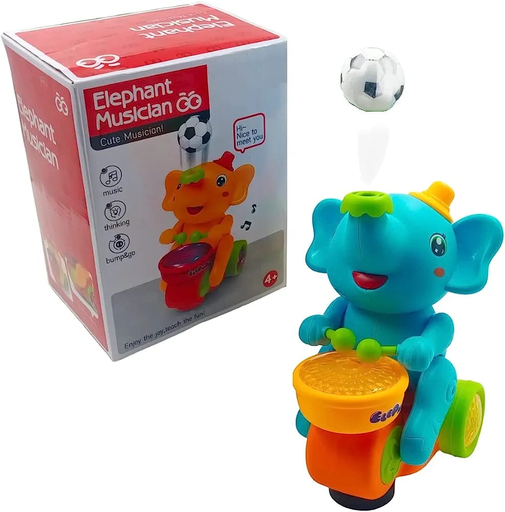Lallafy Musician Elephant Toy (Bulk) | Musical Elephant with LED Lights & Sound | Interactive Battery Operated Learning Toy for Kids
